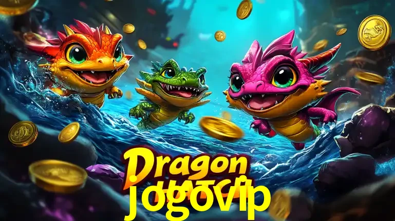 Arte promocional do jogo Dragon Hatch com três adoráveis dragões bebês nadando entre moedas de ouro, um dos slots mais divertidos para jogar no cassino jogovip.