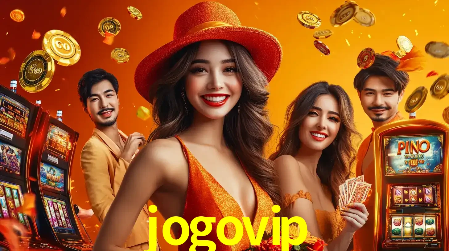 Grupo de amigos asiáticos sorrindo e se divertindo com máquinas de caça-níqueis em um ambiente festivo, celebrando suas vitórias nos jogos de cassino do jogovip.