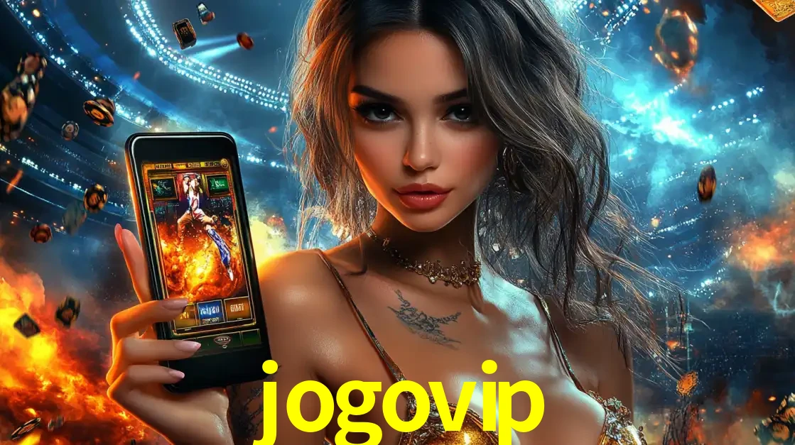 Mulher segurando um celular com um jogo de slot em destaque, tendo como fundo um estádio vibrante, simbolizando a emoção de jogar no cassino móvel jogovip.